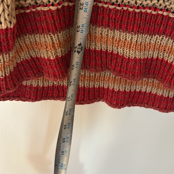 Free People Desert Moon Tan/red/orange slouchy loose knit sweater. Great look! - Picture 3 of 4